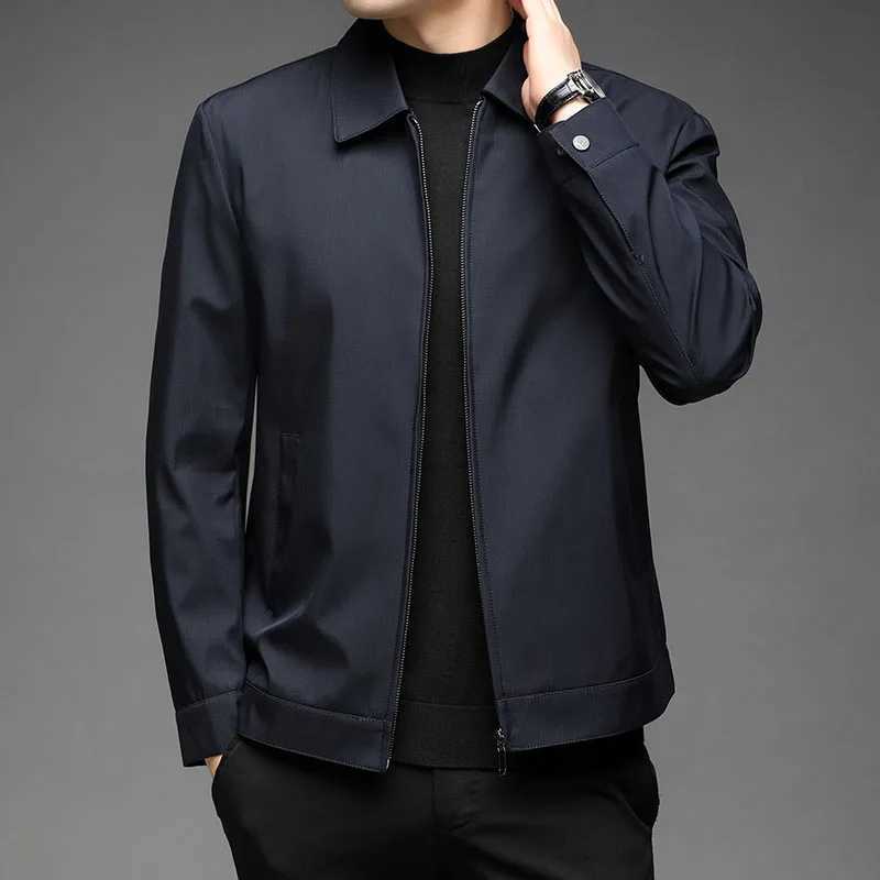 Men High Quality Fashion Business Spring Autumn Stand Collar Fashion Jacket Coats Simple Solid Jackets Casual Clothing JacketXJ250826