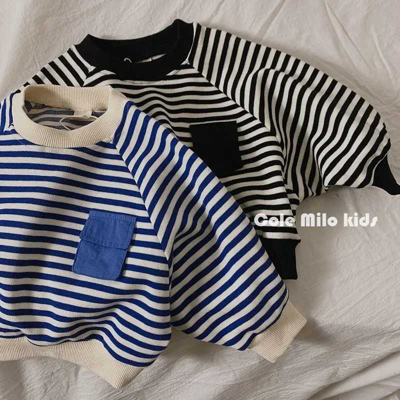 2025 Ins Autumn Infant Baby Boys Top Pullover Long Sleeved Toddler Boys Top Loose Batwing Sleeve Striped Kid Baby Boys Hooded Z250826