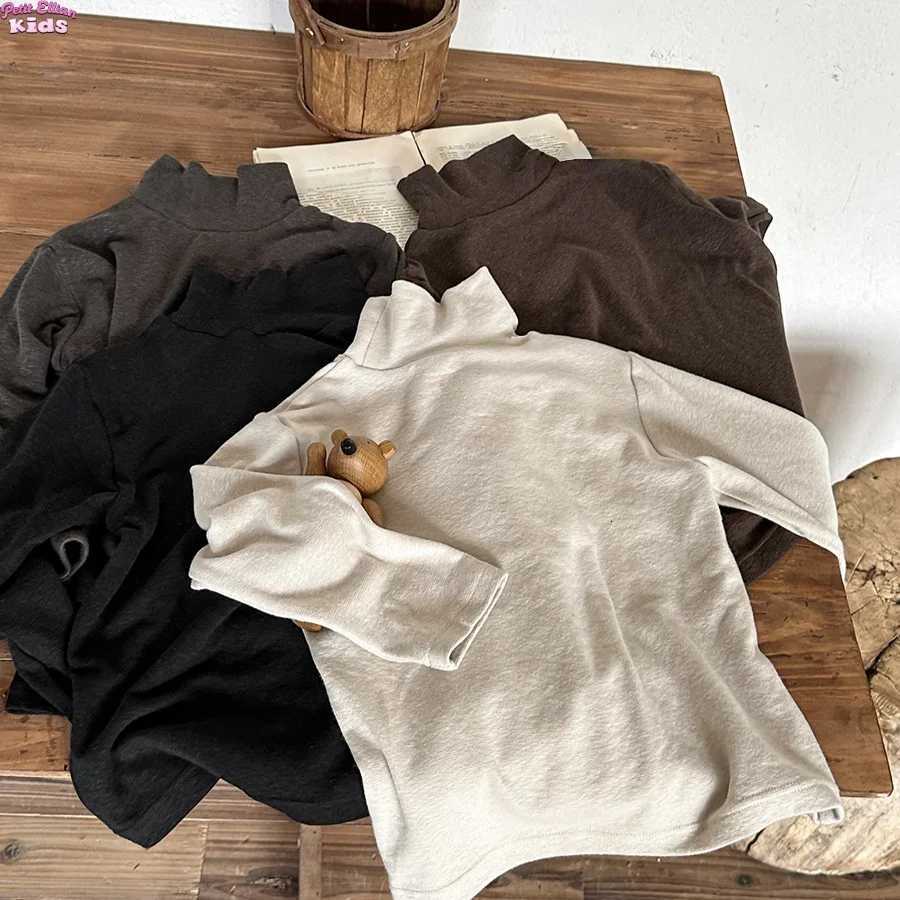 Toddler Kids Boys 17Y Cotton Long Sleeve Tshirt Clothes Girl Brushed Mock Neck Top Basic Layering Shirt for Casual Daily Wear Z250826