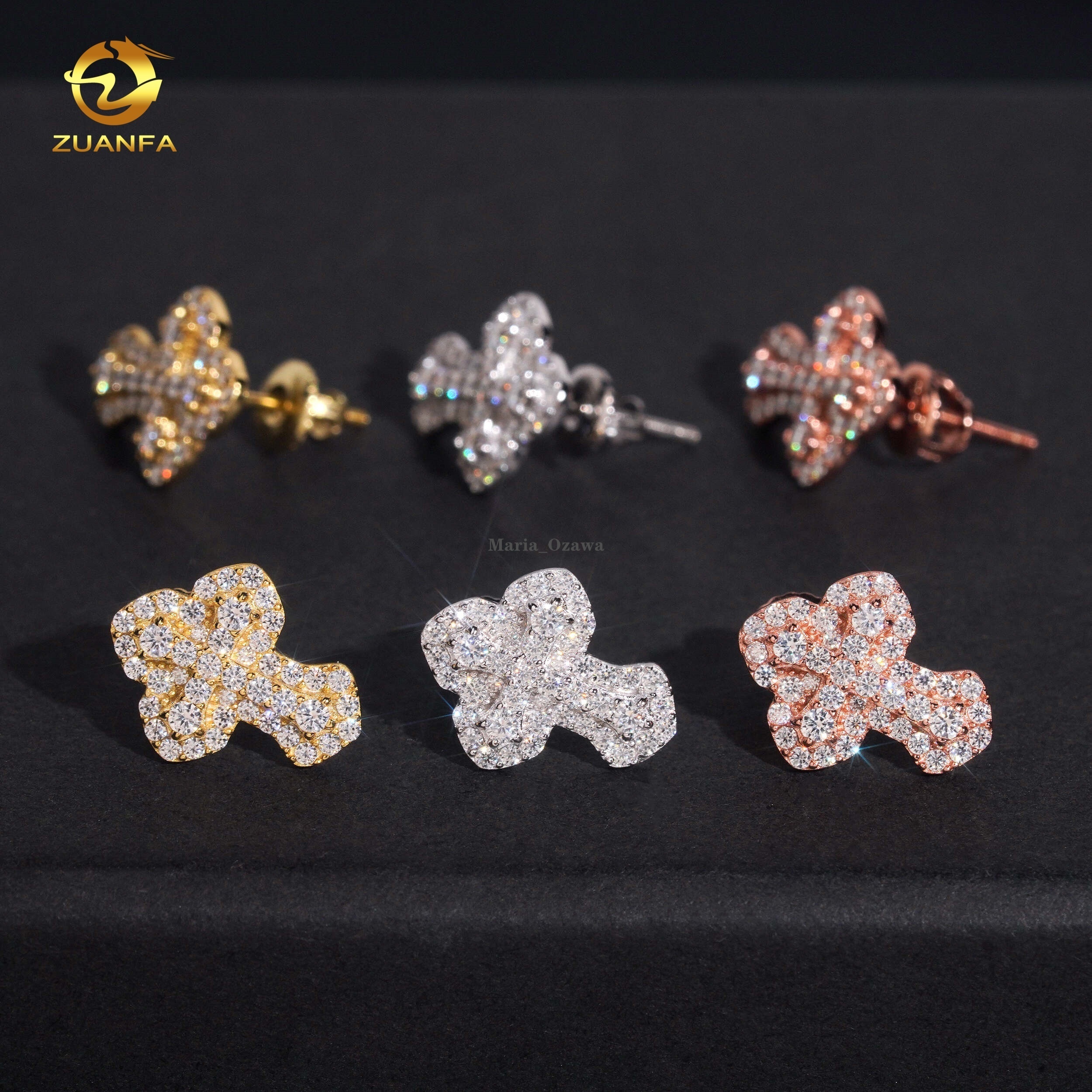 Fashion Mens Screw Back Ear Studs D VVS Moissanite Iced Out Diamond Hip Hop Jewelry 925 Silver Cross Stud Earrings