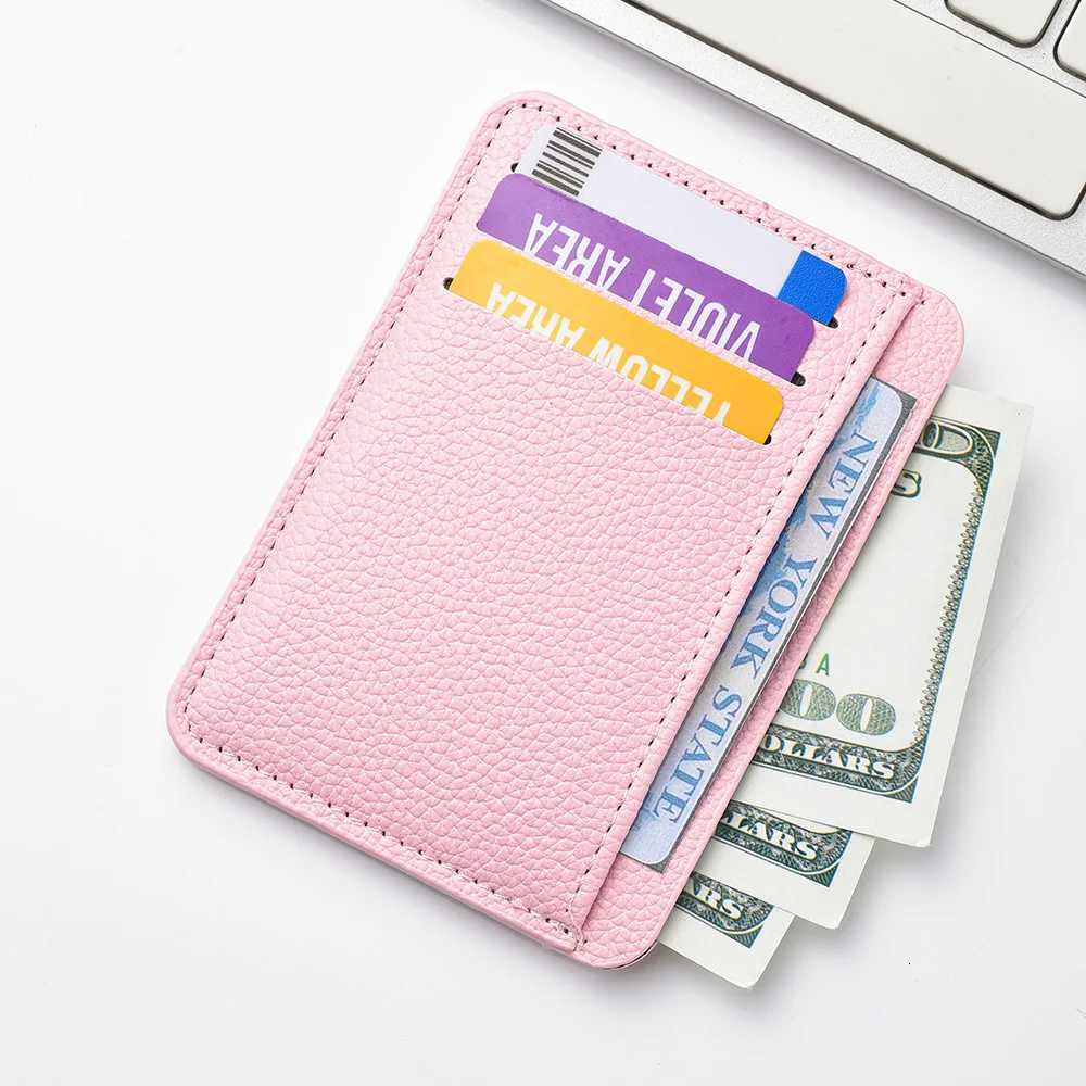 1pcs Womens Short Ultra Thin Mini Fashion Bank Card Credit Card Holder Wallet Simple PU Leather Card Holder W250826