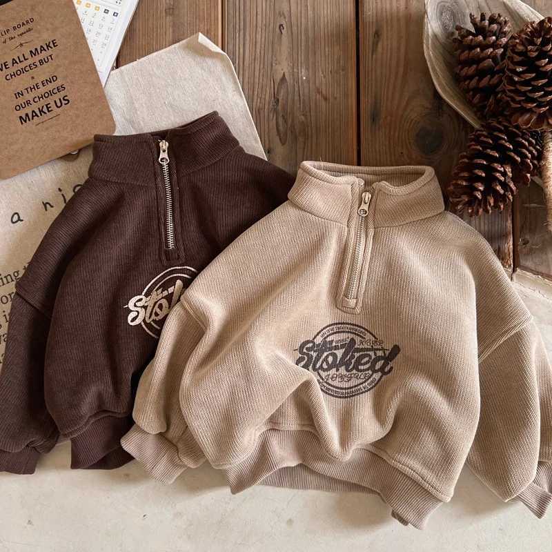 2024 Boys Hoodies Sweatshirts Cotton Thick Velvet Khaki Warm Winter Autumn Windproof Babys Kids Childrens Clothing Z250826