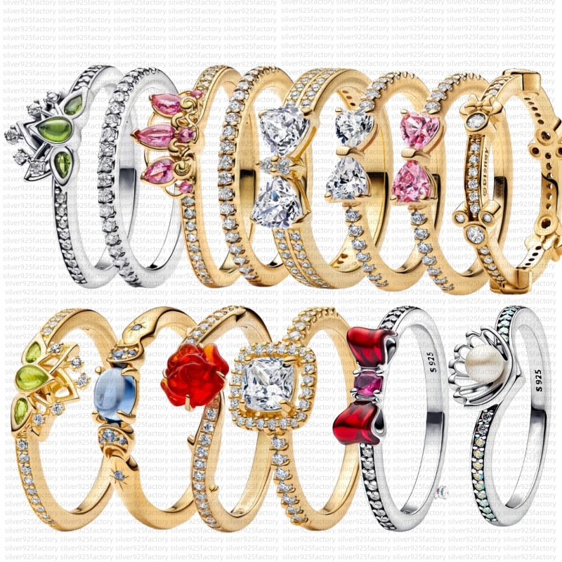 Designer Rings Heart gold Rings for women Princess Tianas Wedding Ring with box luxury jewelry 925 Silver sparkle Diamond ring engagement Ring fashi