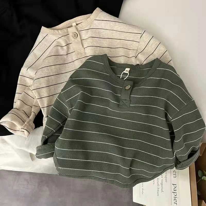 Spring Autumn New Children Casual TShirt Loose Kids Striped TShirts Tee Boys Girls Long Sleeve Tops Baby Clothes Z250826