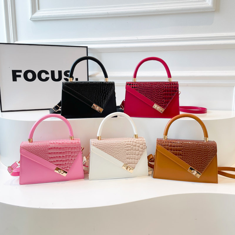 Fashionable Personality Stone Pattern Casual Simple Lock Buckle Solid Color Commuter Single Shoulder Crossbody Handbag Small Square Bag