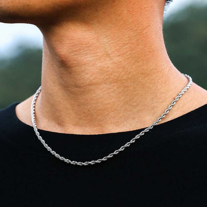 3mm Cuban Chain Rope Chain Stainless Steel Classical Necklace for Men and Women Chains Around the Neck Gold Silver Color NecklaceXJ250826
