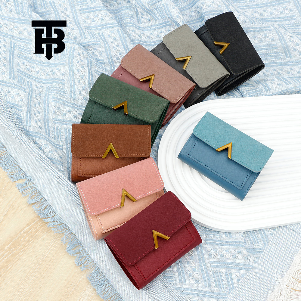 TB BHULAMTE Luxury New Korean Women's Short Suede Wallet Designer Multi Card Slot Card Bag Mini Folding Coin Bag Metal Decoration Free Shipping