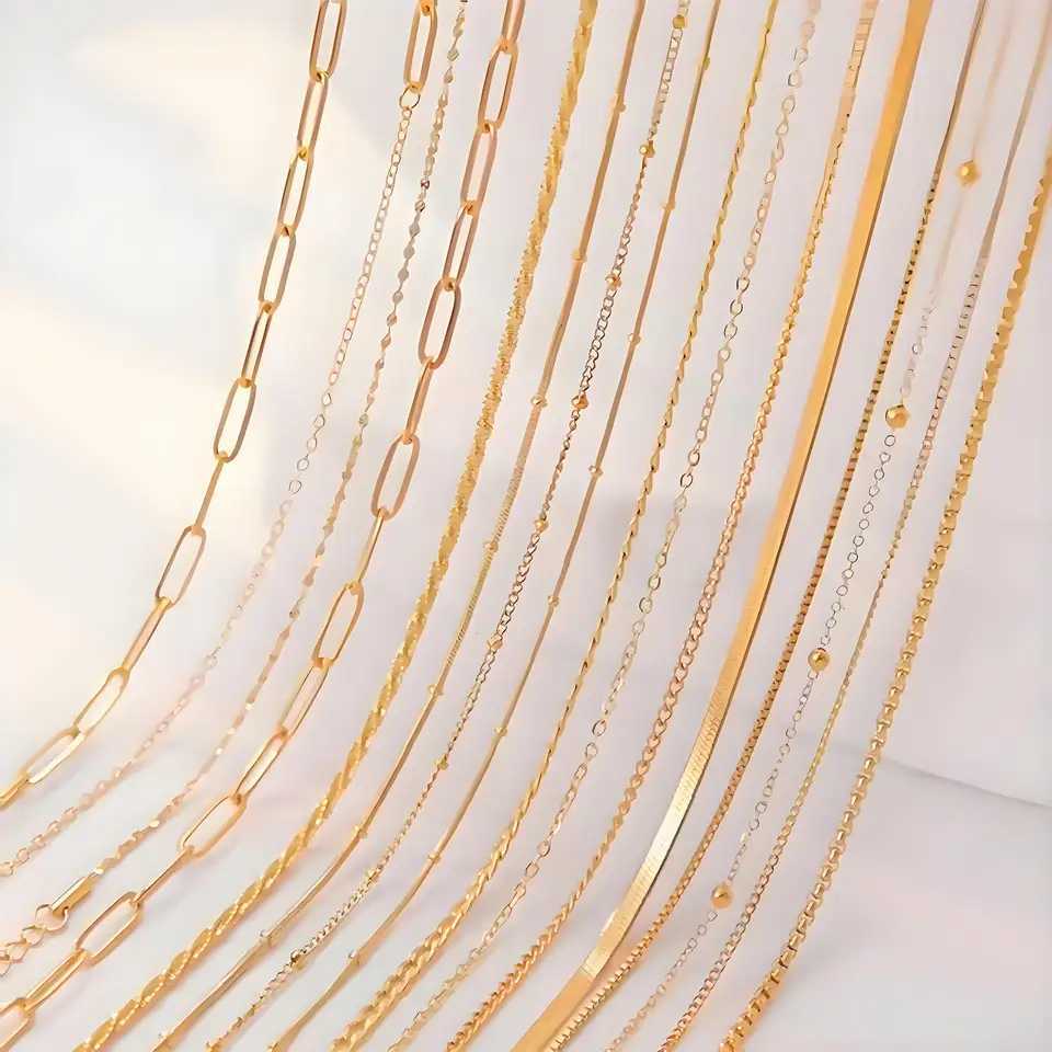 1pc Stainless Steel Chain Necklace for Women Basic Gold Color Clip Link Cuban Twisted Snake Chain Fashion JewelryXJ250826