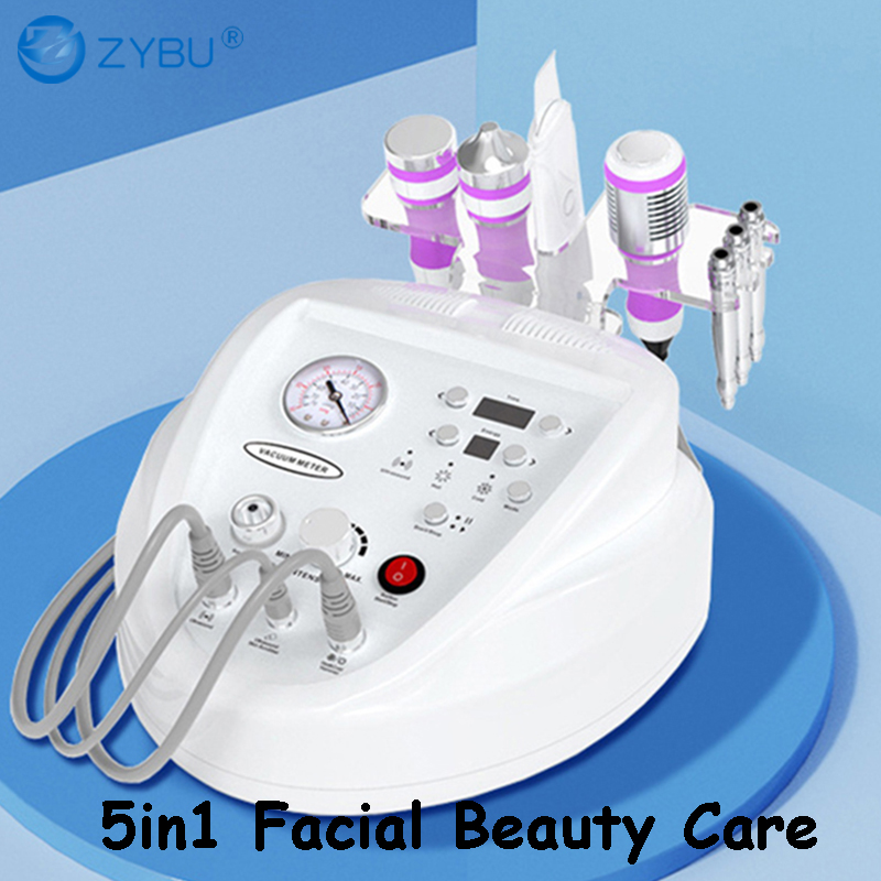 Portable 5-in-1 Diamond Microdermabrasion & Ultrasound Face Lift Device Home Use Deep Cleansing Anti-Aging Wrinkle Removal Cold Hammer Skin Scrubber