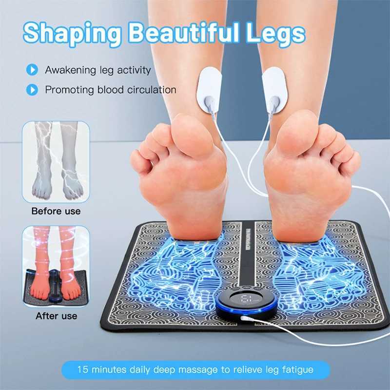EMS Foot Massager Pad Portable Electric Muscle Stimulation Massage Mat With Remote Controller for Pain Relief and Foot Relaxation W250826