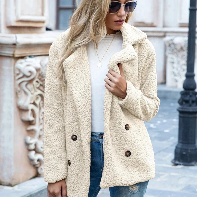 Elegant Faux Fur Cardigan Cashmere Women Coat Autumn Winter Warm Solid Jackets Plush Overcoat Casual Teddy Outerwear 22942 250825