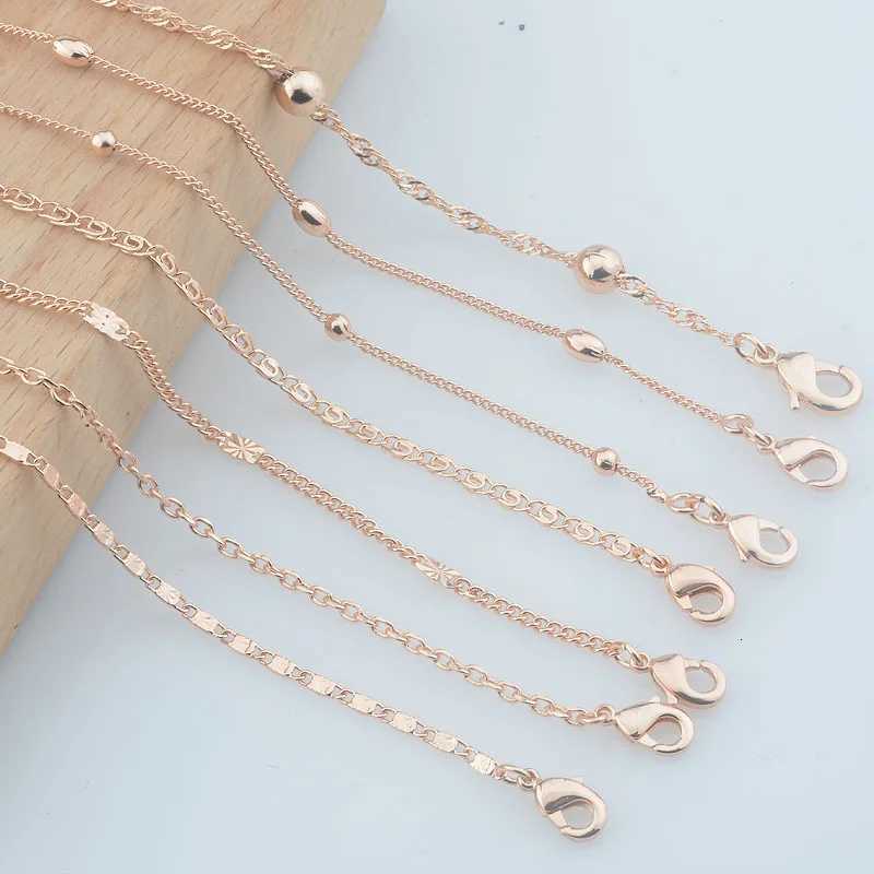 3 Choose Slim Women Female 585 Rose Gold Color Beads Link Chain Necklace 50cm 60cmXJ250826