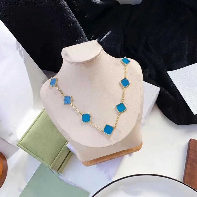 Fashion designer pendant necklace jewelry clover necklace black green agate long 10/10 flower pendant mother of pearl ladies and girls Valentine s D