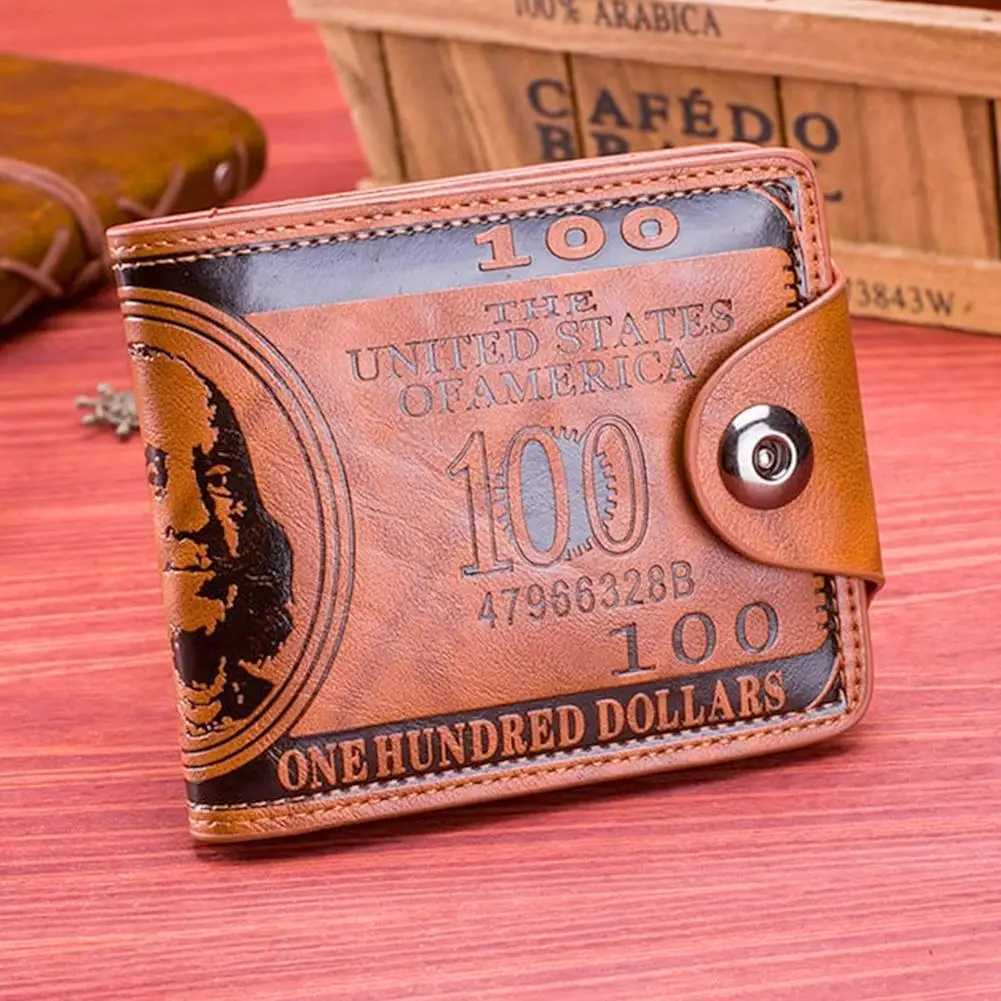Mens Wallets Retro Dollar Pattern Hasp Male Leather Wallet Card Photo Holder Layer Fashion Large Capacity PU Mens Short Wallet W250826