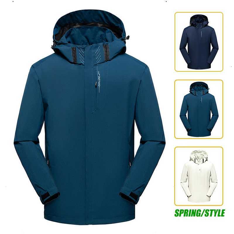 Mens Lightweight Waterproof Rain Jacket Hooded Shell Outdoor Raincoat Hiking Windbreaker Jacket CoatXJ250826
