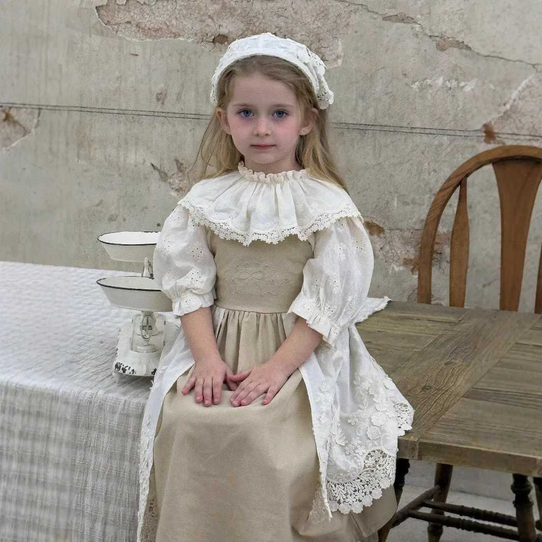 2025 Spring Summer New Children Clothing Korean Girls Retro Splicing Strap Dress Children Lace Embroidered Strap DressXJ250826