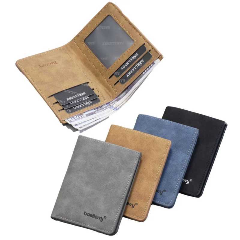New Business Vertical Mens Short Wallet Fashionable and Simple MultiSlot Card Case Youth Thin Matte Wallet PU Small Wallet W250826
