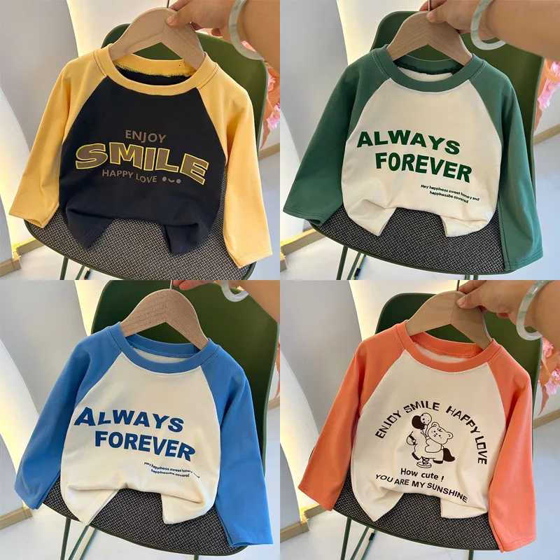 New Autumn Girls and Boys Long Sleeve Tshirt Base Shirt Letter Korean Style Childrens Clothing Z250826