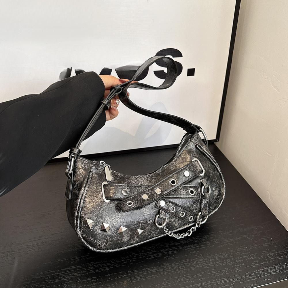new model New designer women s PU trend leather small handbag Y K retro shoulder bag brand trend armpit wallet cool girl high wrap quality