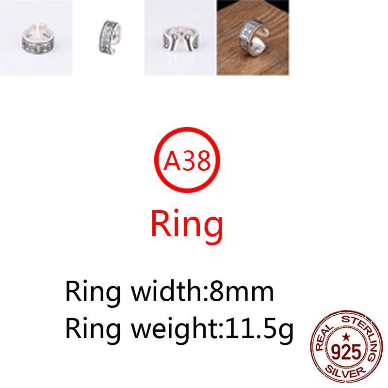 A38 S925 Sterling Silver Ring Fashion Retro Personality Cross Flower Letter Versatile Punk Style Jewelry Gift for Lover new