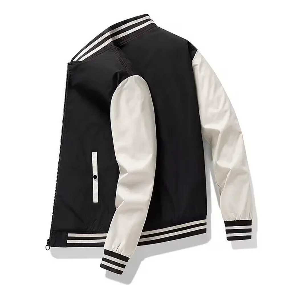 2025 Spring and Autumn Solid Color Zipper Standup Collar Jacket Loose Large Casual Mens Outdoor Cycling Jogging JacketXJ250826