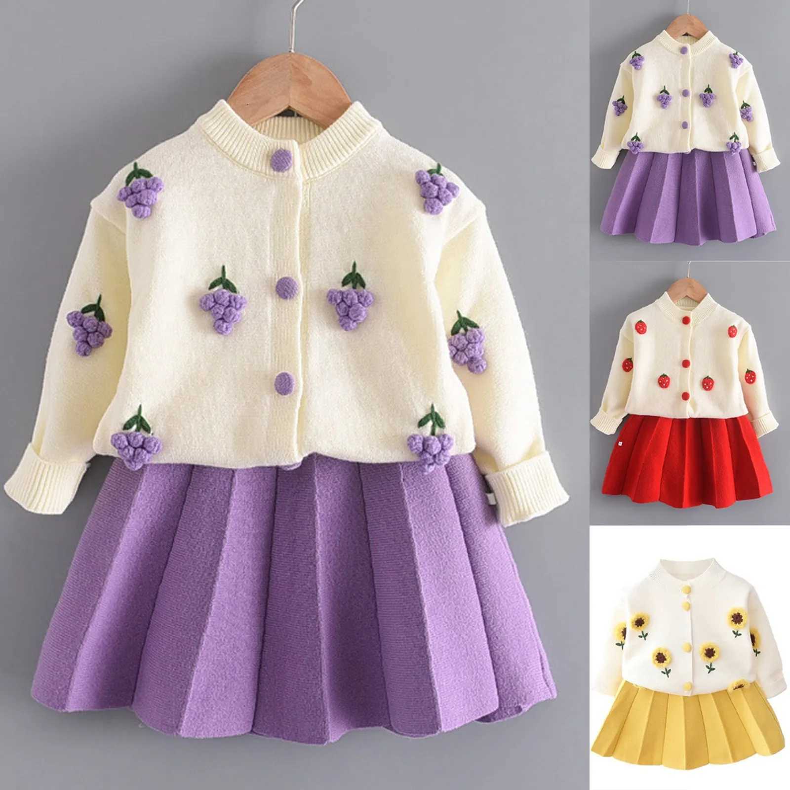 Bear Leader Baby Girls Clothes Set Autumn Winter Grape Clothing Set New Kids Knitted Sweet Outfit Children Clothes SuitXJ250826