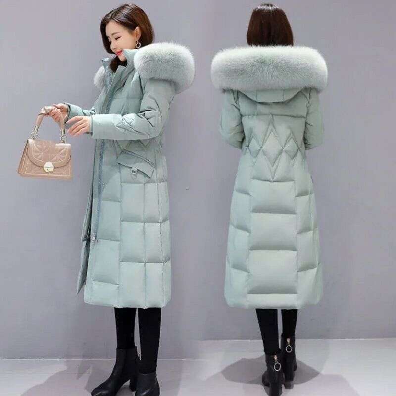 Long Parker Coat Jacket Women Autumn Winter Thick Warm Coats Woven Block Trend Hooded 2025 Comfortable Mom Coat Parkas
