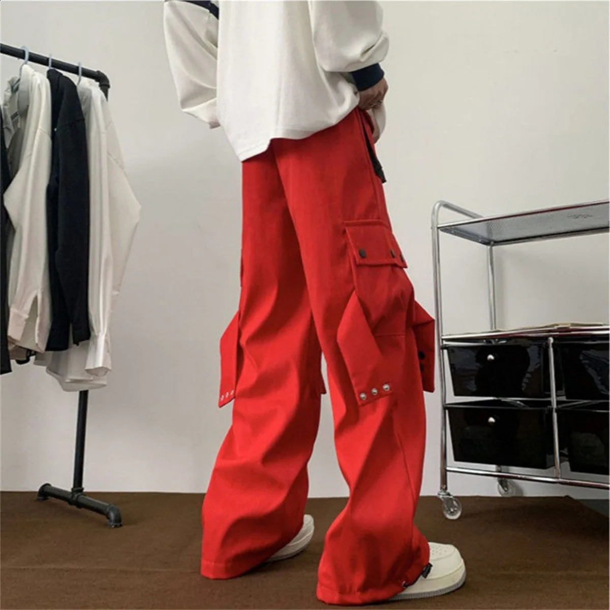 Mens Summer Paratrooper Functional Mountaineering Work Pants Solid Color Fashion Loose And Versatile 250826