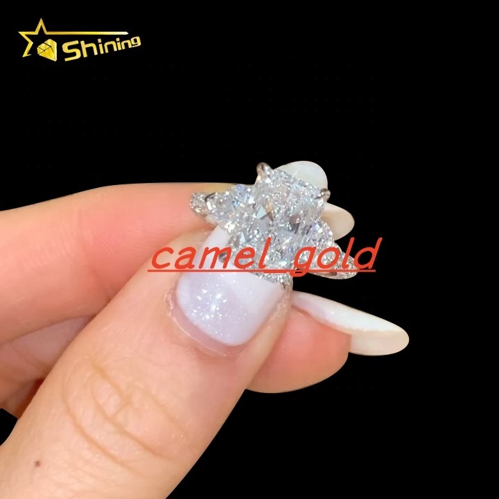 10K 14K 18K White Gold Three Stone Design VVS DEF Color IGI Certificated Radiant Cut CVD Lab Grown Diamond Ring Jewelry