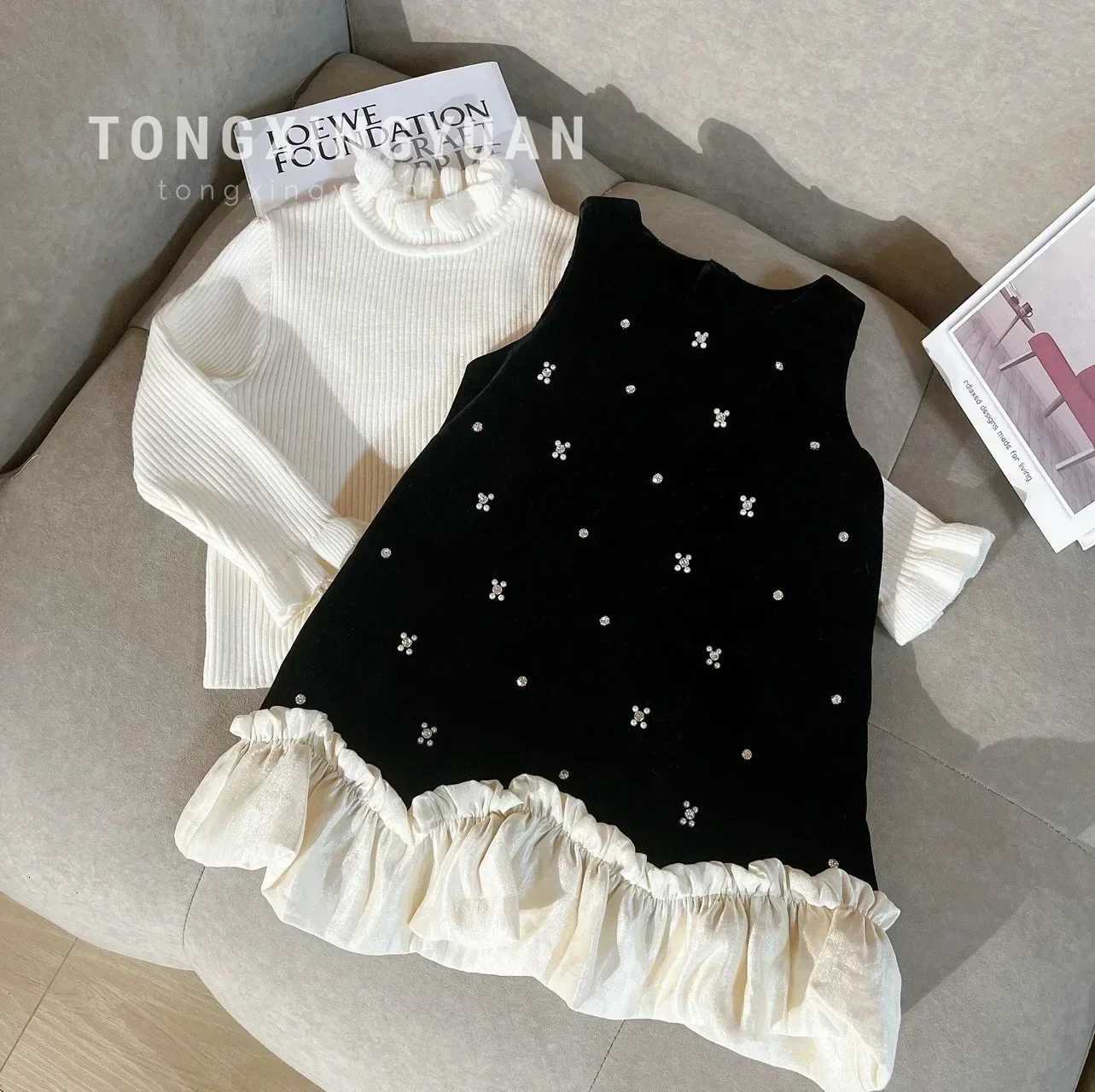 Girls Dress Autumn Winter New Children Cotton Thick and Warm Girls Baby Fluffy Princess Dress Girls Sleeveless Pullover DressXJ250826