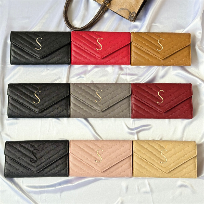 Fashion long wallet Designer wallets Genuine leather Envelope wallet Luxury zipper Purses key pouch Womens Coin Purses passport holders coin pouch w