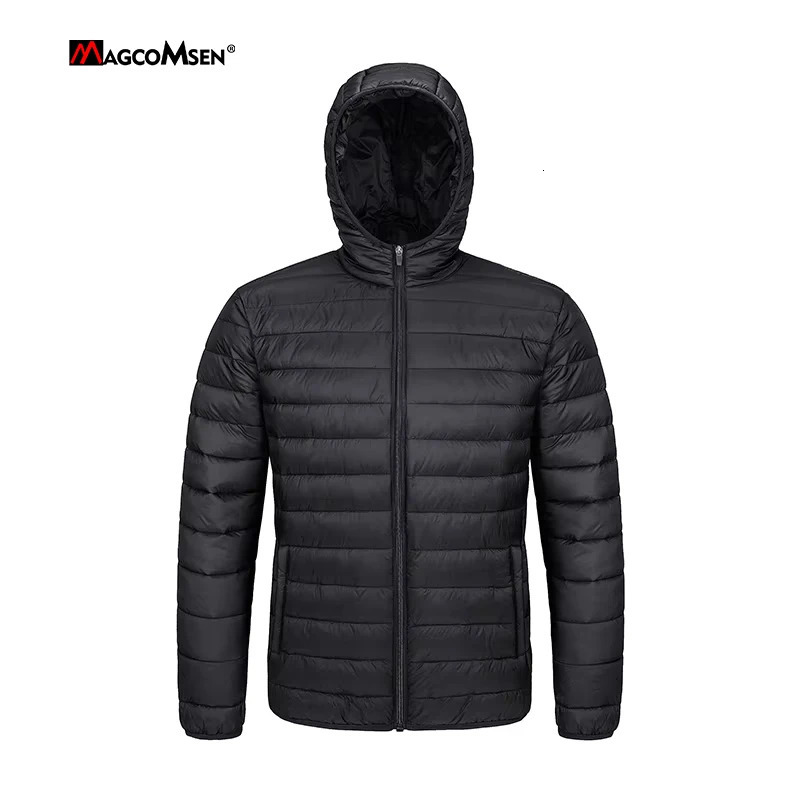 MAGCOMSEN Mens Jacket Hooded Polyester Nylon Down Jacket Waterproof Windbreaker Coat Insulated Quilted Lightweight Jacket250825