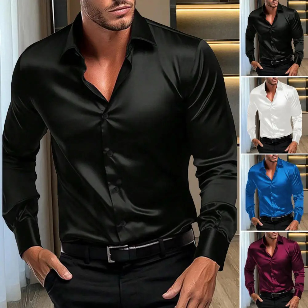 Autumn And Winter Formal Mens Long Sleeve Shirt Wrinkleresistant Noniron Solid Color Business Casual Ice Silk250825