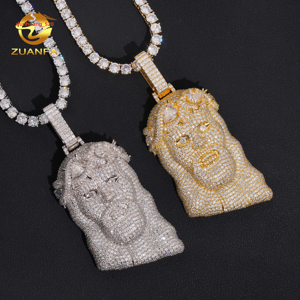 Jesus Moissanite Pendant Hip Hop Iced Out Design 925 Sterling Silver Gold Plated Pass Diamond Test Moissanite Jesus Pendant