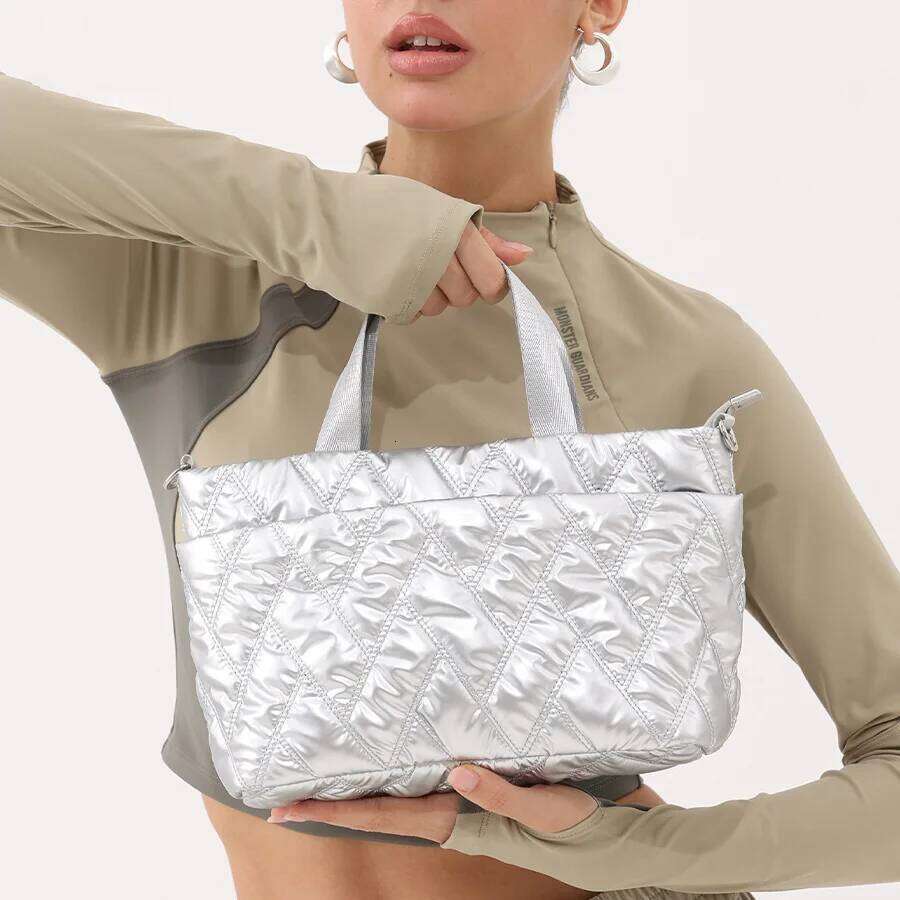 Designer Bags Casual Sier Lingge Quilted Padded Small Tote Bag Soft Nylon Puffer Women Handbag Trend Wide Strap Shoulder Crossbody Bags 2025 Luxury