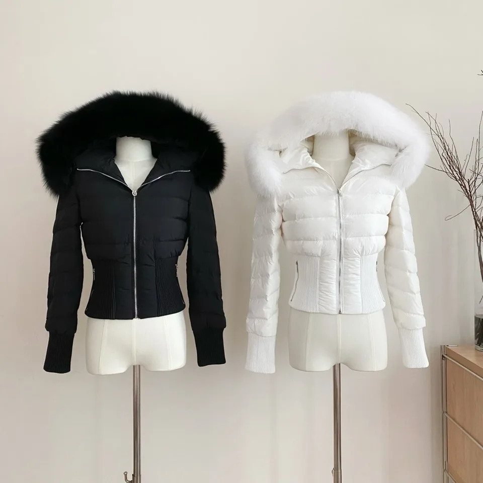 Fashion Duck Down Jacket Real Fox Fur Collar Coat Female Autumn Winter Outwear Thick Warm Streetwear 250825