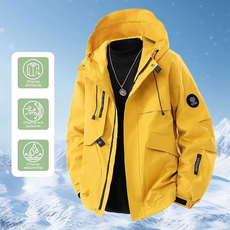 Couple Autumn Windbreaker Hooded Plus Size Functional Mountaineering Fishing Jacket Waterproof Windproof Multi Pocket OutdoorXJ250826