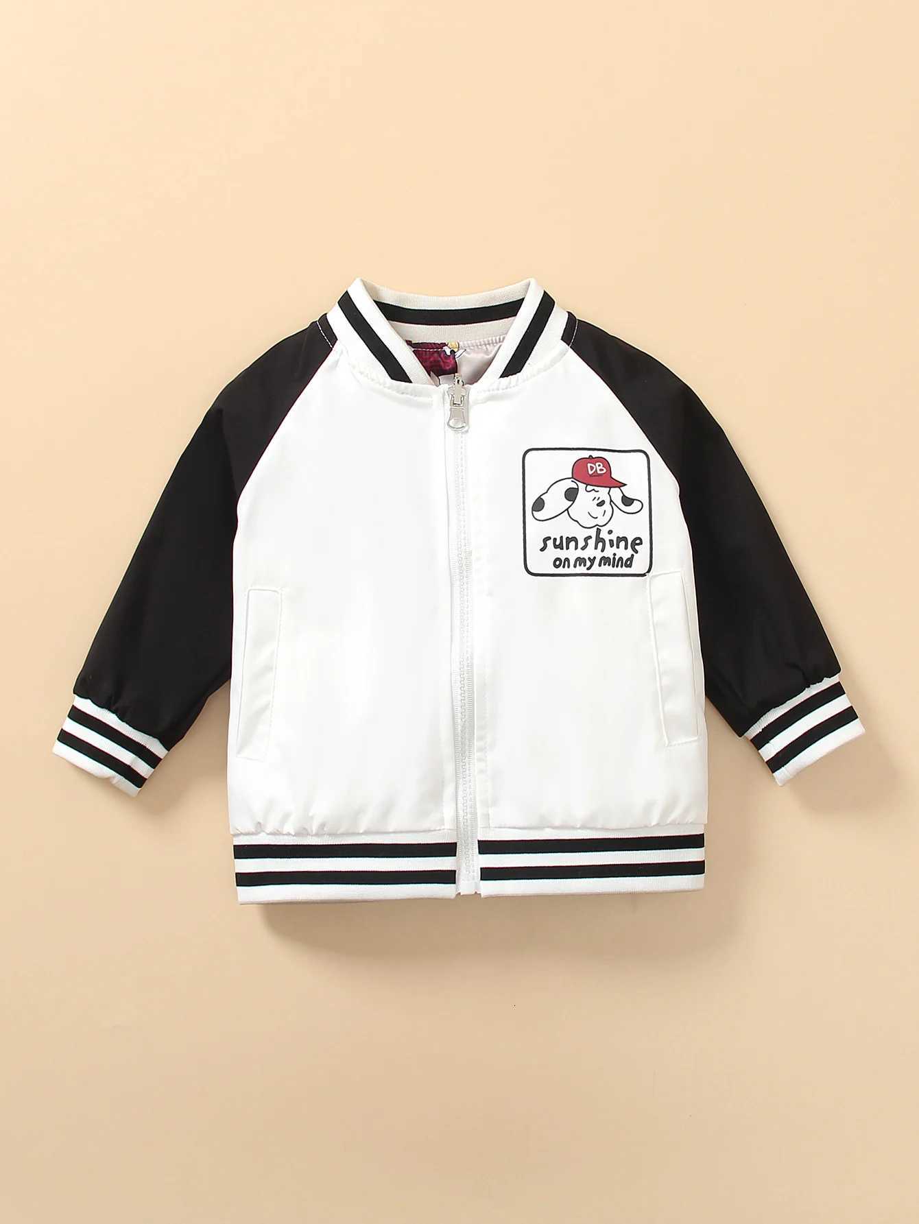 WT2499 Korean Sle Spring Autumn UltraWide Kids Baseball Jacket Zipper Shirt DoubleSided Cute Design Childrens Outerwear Z250826