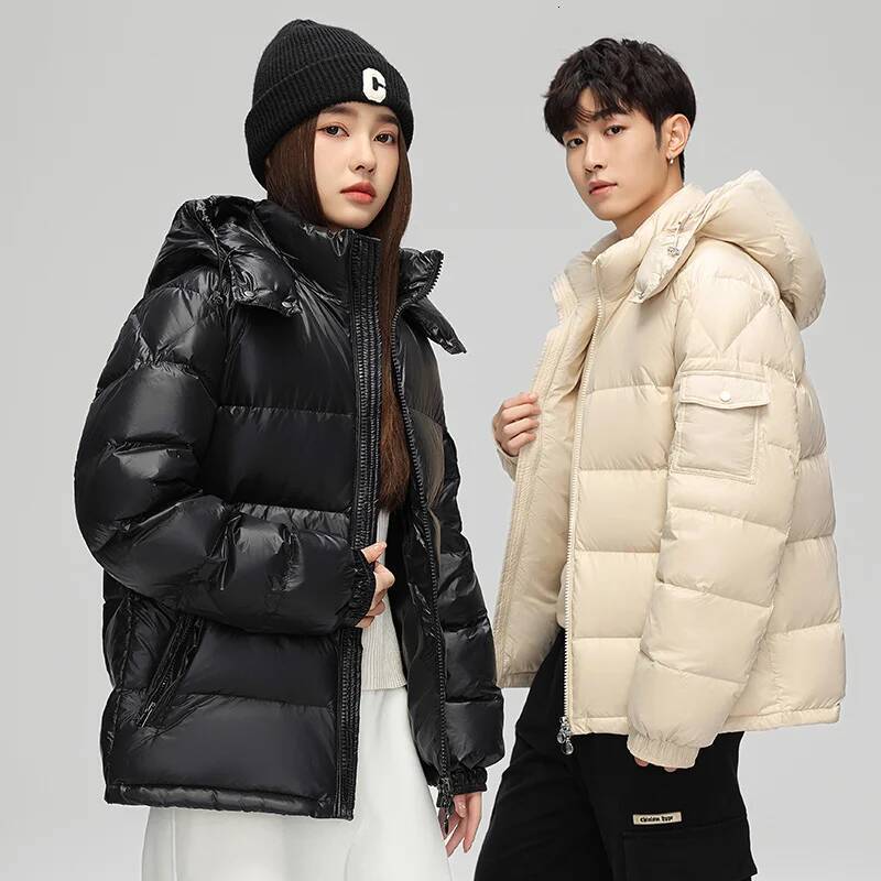 Down Shiny Brand Woman New Windbreaker Autumn Coats Fashion Casual Lightweight Winter Hooded Parkas Coat Male