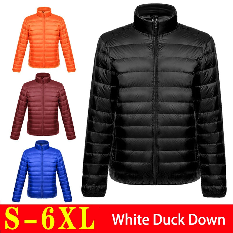 6XL Autumn Winter Light Down Jacket Mens Fashion Stand Color Short Large SizeUltraLight Youth Slim Leisure Coat Down Jackets250825