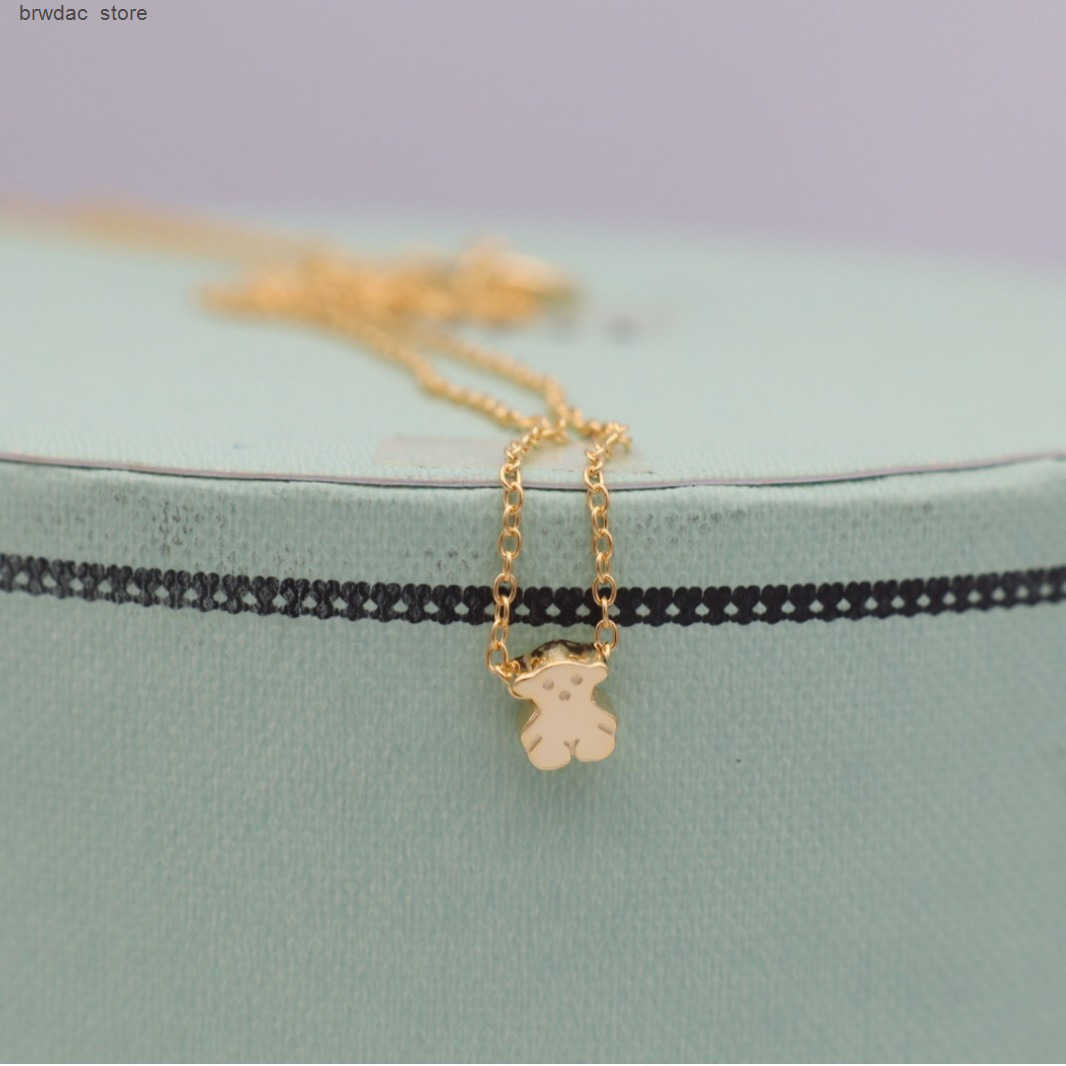 Luxury clssic bear designer necklace for women girls S925 sterling silver 18k gold plated charm elegant choker necklaces jewelry Z250826