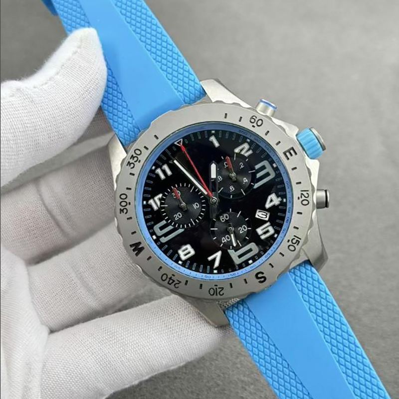 Best Seller Luxury men's VK quartz battery watch multi-color classic luxury chronograph 46mm watch 3A rubber strap light blue classic swimming