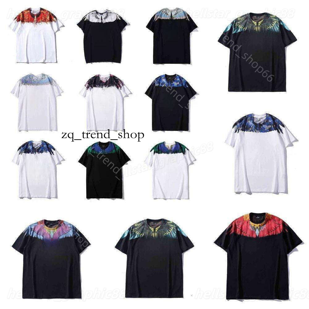 Men's T-shirts marcelo Correct Version Mb Short Sleeved Couple Outft with Colorful Wings and Feathers Marcelo Trendy Brand Classic Half Sleeved