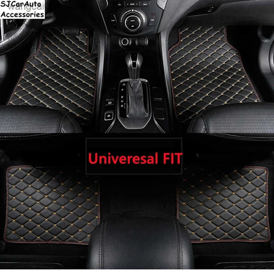 4pc Universal Fit PU Leather Beige Car Floor Mat NonSlip Auto Carpet Waterproof Foot Pads Protector Vehicle Interior Moulding S250826