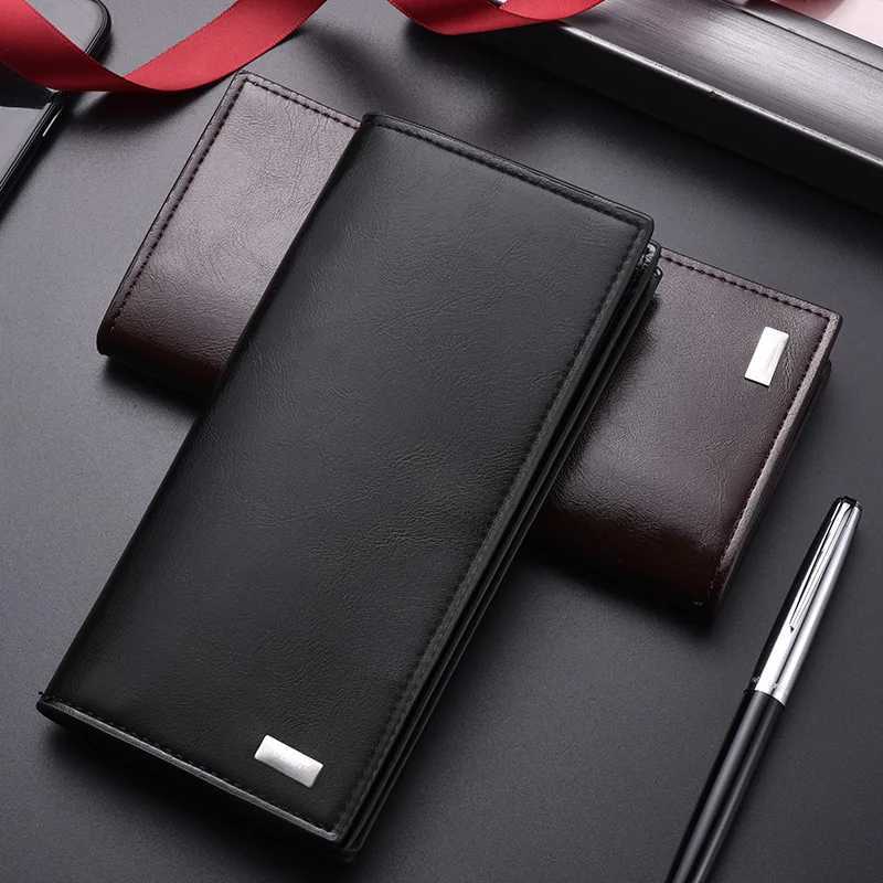 Mens Long Wallet Luxury High Quality PU Leather Wallet Large Capacity Cash Clip MultiCard Credit Card Holder Mens Wallet W250826