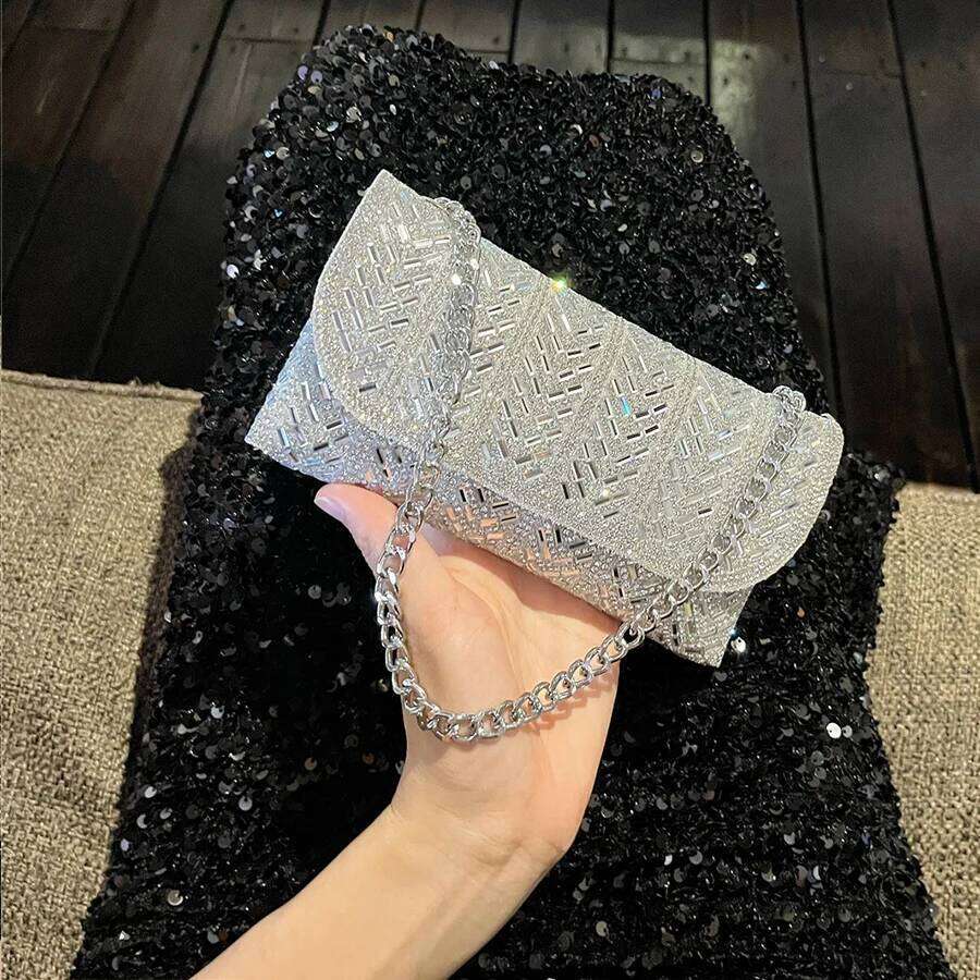 Designer Bags New Dia Clutch Purse Banquets Handbags Chains Women's Shoulder Bags Fashion Envelope Shiny Small Flip Bag For Dinner Luxury Bag
