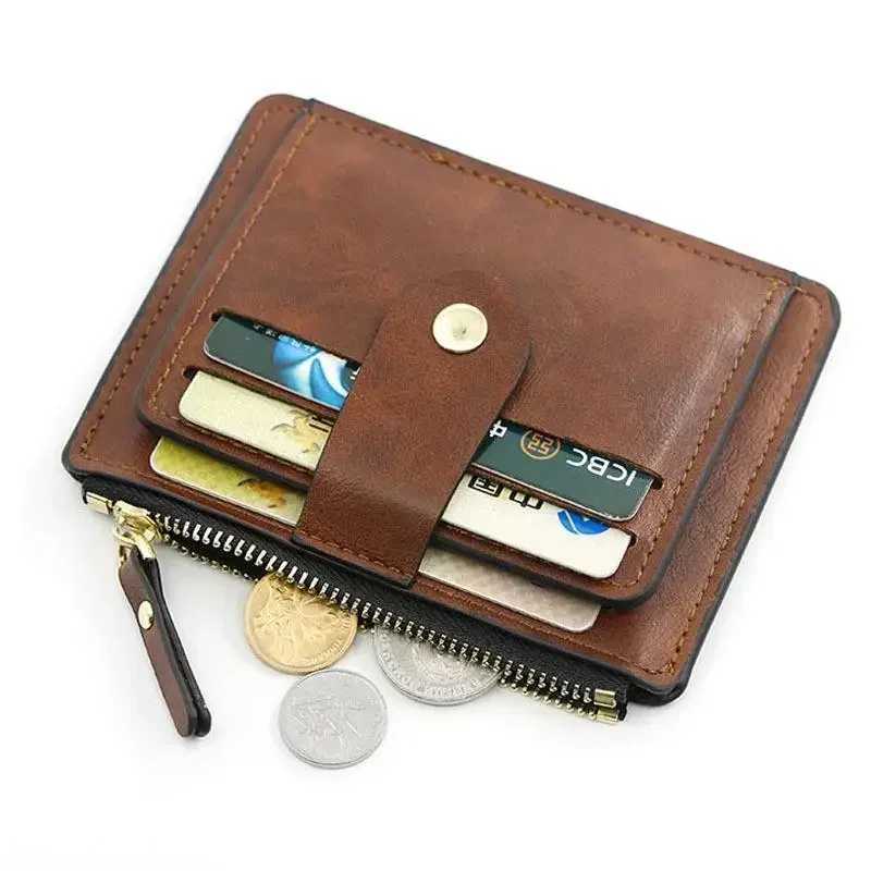Luxury Small Mens Credit ID Card Holder Wallet Male Slim Leather Wallet with Coin Pocket Brand Designer Purse for Men Women W250826