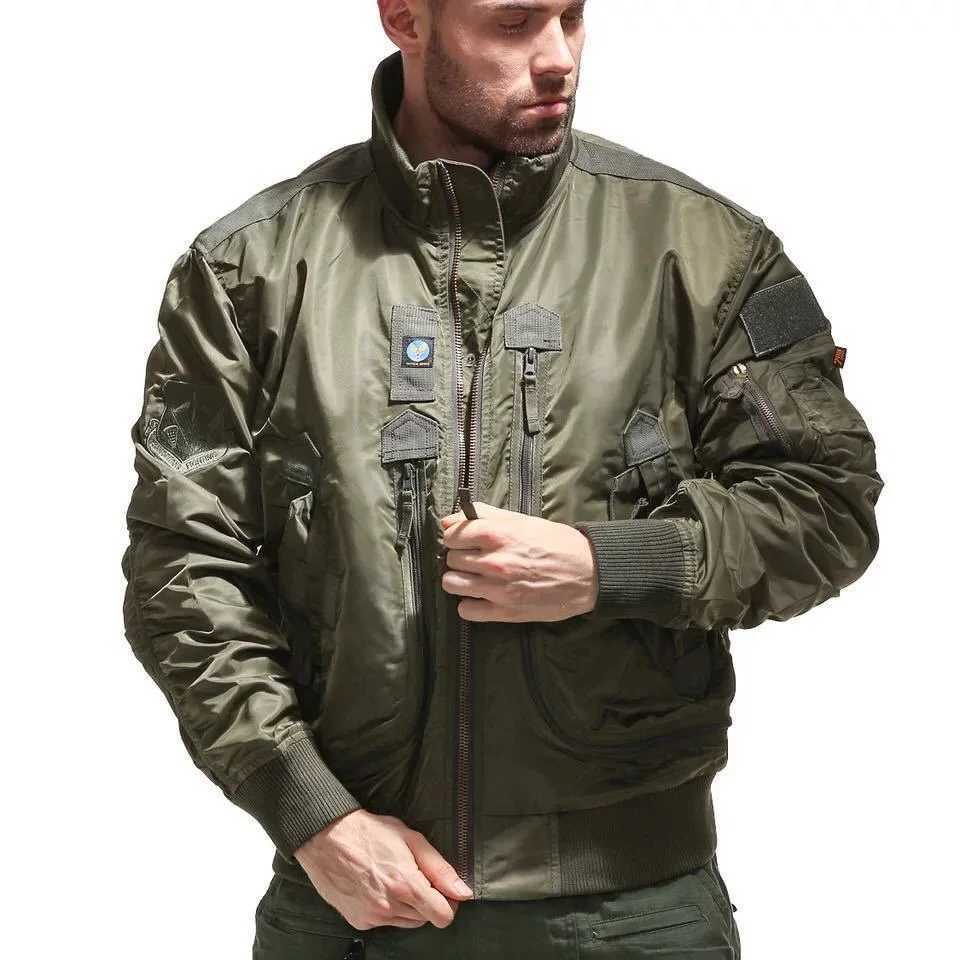 New Men Tactical Military Jackets Big Pocket Pilot Baseball Air Force Coat Army Bomber Jacket Motorcycle OuterwearXJ250826