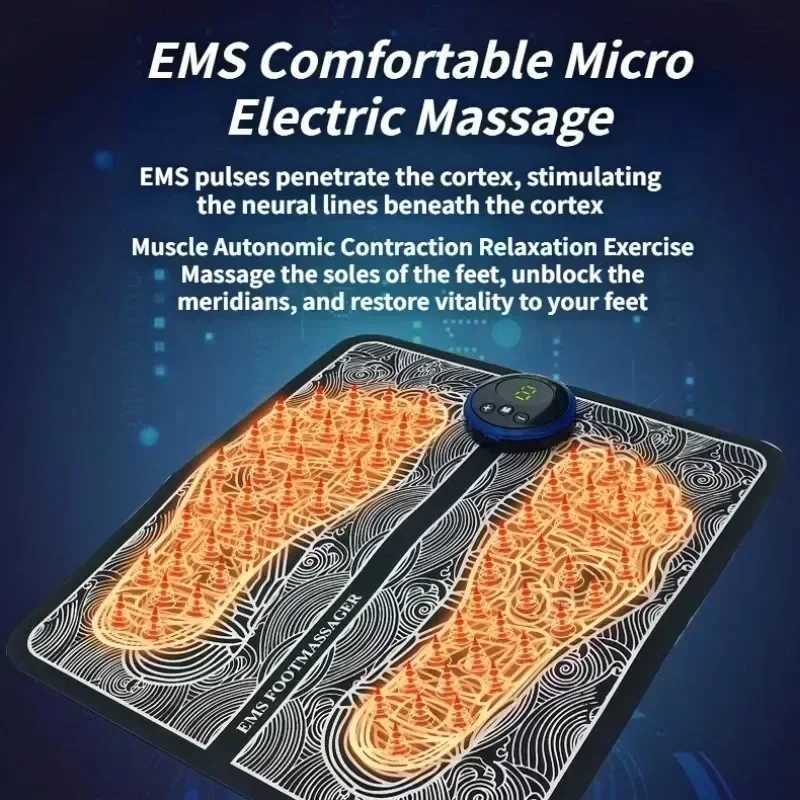 Electric EMS Foot Massager Pad Electrical Muscle Stimulation Foot Massager USB Charging Portable W250826