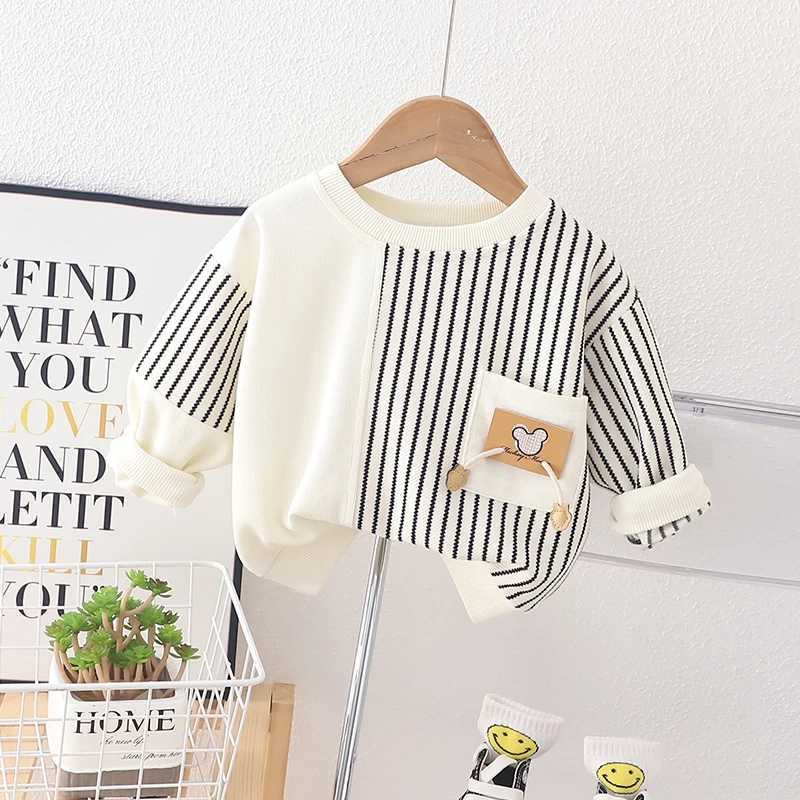 Sweatshirts Cute Girls Printed Tshirts Baby Boys Hoodies Toddler Kids Striped Round Neck Long Sleeve Hoodies Z250826